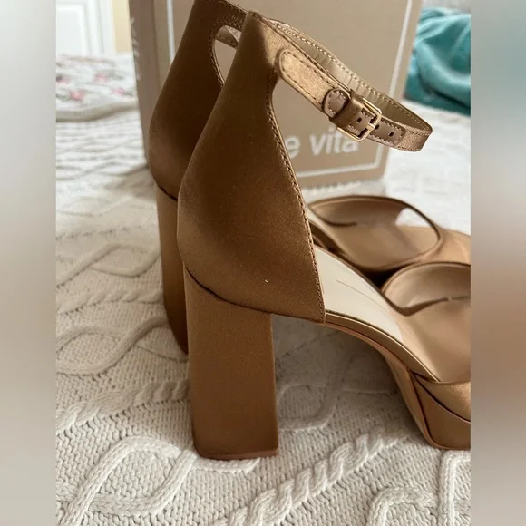 Dolce Vita “Pandora” Ankle Buckle mid- brown Platform Block Heel Sandals SZ 9 - Picture 12 of 16